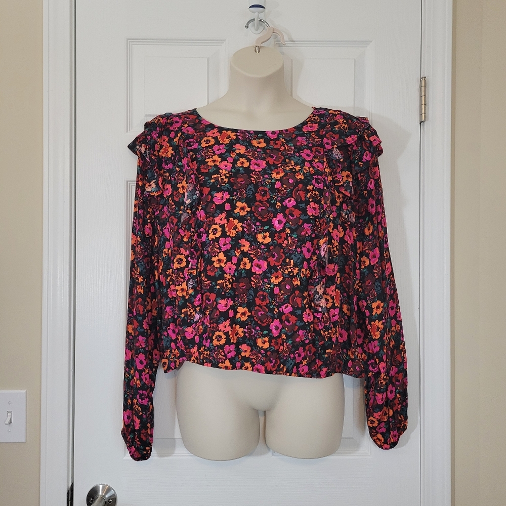 Wild Fable Cropped Floral Ruffle Top Plus Size 3x NWT - Picture 2 of 7